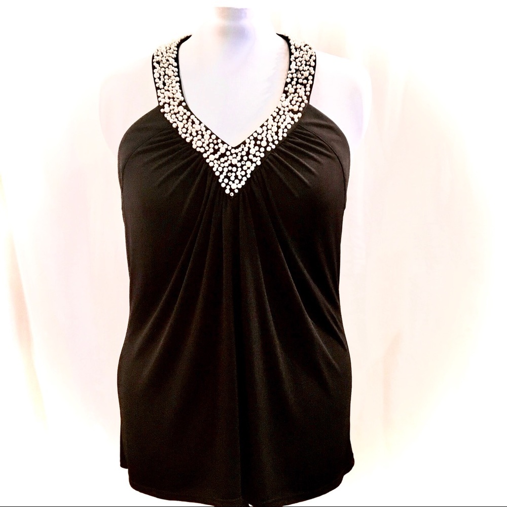 💖SAVE!💖Spense Beaded Black Halter | SZ XL